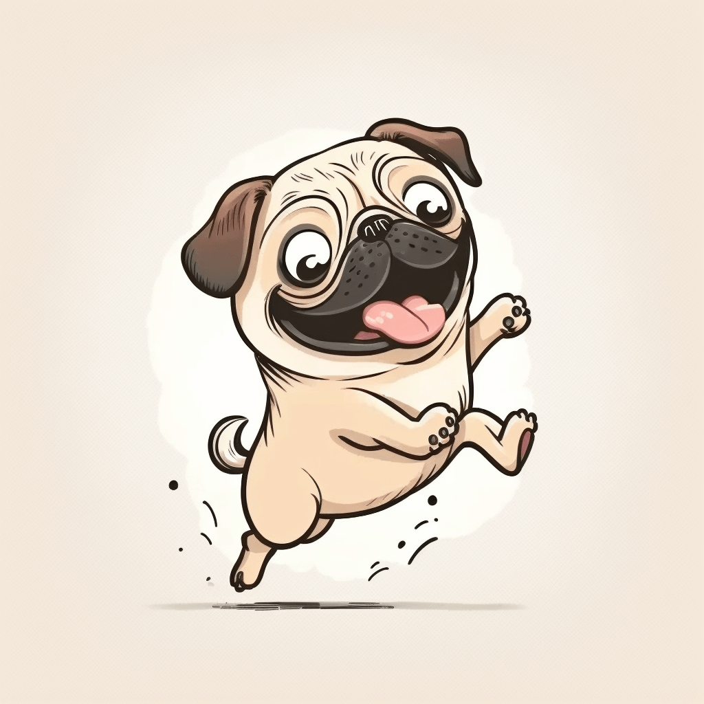 Cartoon Pug Being Happy